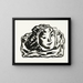Kaksi maskia rakennukselle ja kallioille luonnos - Leo Gestel — kehystetty taideteos seinällä
