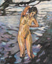 Naiskuva seisoo kylpemässä - Leo Putz — näkymä teoksesta