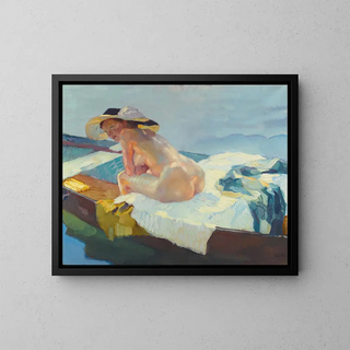 Kanootissa - Leo Putz — kehystetty taideteos seinällä