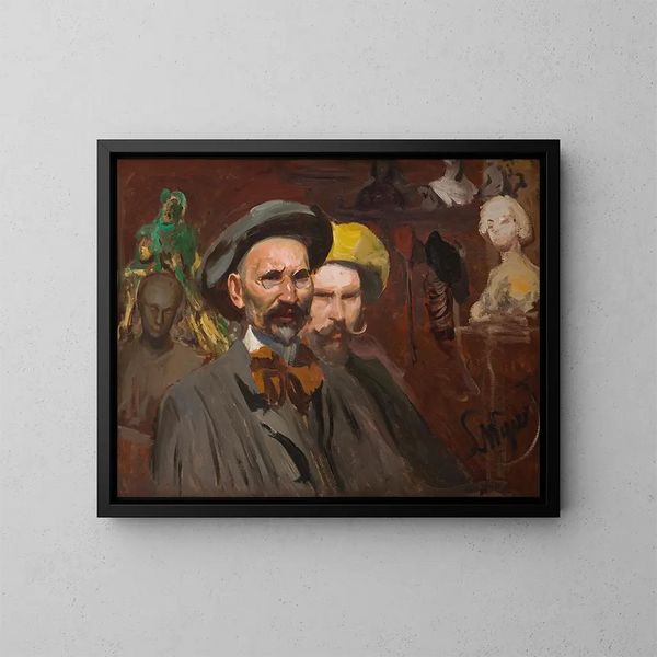 Autoportrait avec Konstanty Laszczka - Leon Wyczółkowski — kehystetty taideteos seinällä