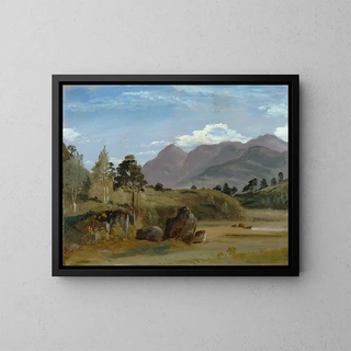 vuoristomaisemasta, todennäköisesti Lake Districtissä - Lionel Constable — kehystetty taideteos seinällä