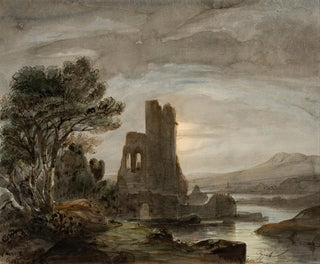 Llus Rigalt - Night Landscape with Ruined Monastery.webp