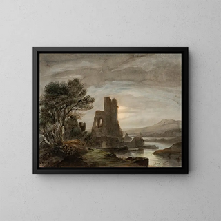 Llus Rigalt - Night Landscape with Ruined Monastery.webp