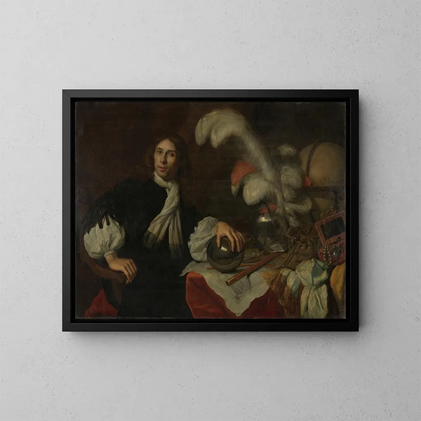 Postuum Maalaus Aucke Stellingwerffin, Friesen amiraali, joka kuoli 1665 Lowestoftissa kanuunankuulan vuoksi - Lodewijk van der Helst — kehystetty taideteos seinällä