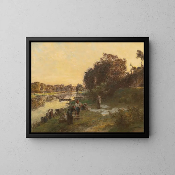 Les laveuses de Chelles - Léon Augustin Lhermitte — kehystetty taideteos seinällä