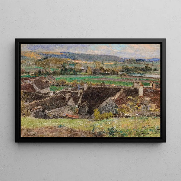 Les Toits vue de village - Léon Augustin Lhermitte — kehystetty taideteos seinällä