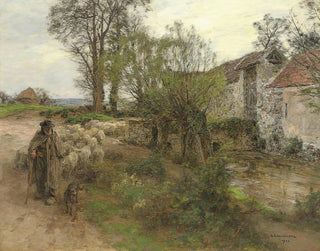 Sortie du troupeau de la rue Chailly - Léon Augustin Lhermitte — näkymä teoksesta