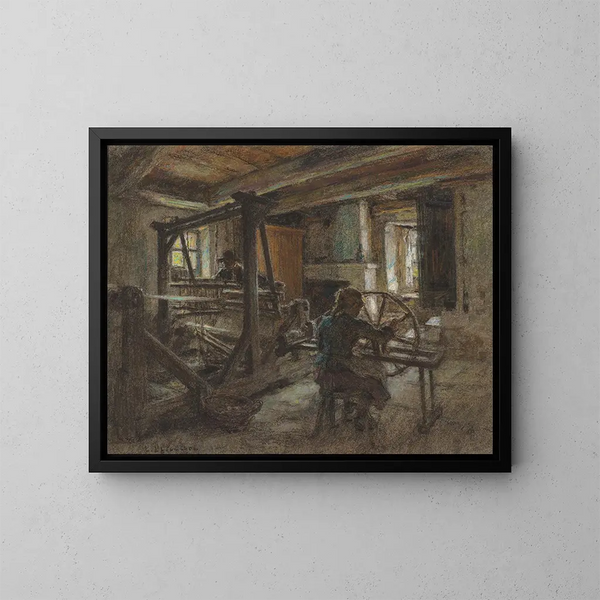 Le cottage des tisserands - Léon Augustin Lhermitte — kehystetty taideteos seinällä