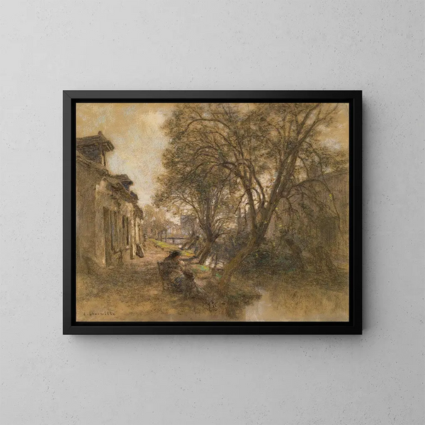 Vue prise à Saint-Bonnet près de Bourges - Léon Augustin Lhermitte — kehystetty taideteos seinällä