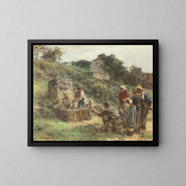 La Fontaine - Léon Augustin Lhermitte — kehystetty taideteos seinällä