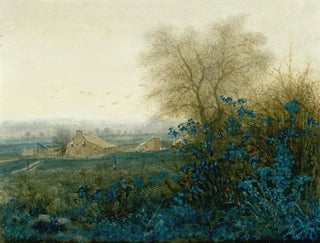 Lon Bonvin - Landscape with a Farmhouse and a Peasant Wheeling a Barrow.webp