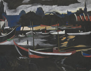 Kauppalaivat Ostendessä - Léon Spilliaert — näkymä teoksesta