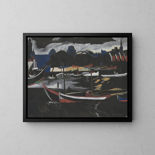 Kauppalaivat Ostendessä - Léon Spilliaert — kehystetty taideteos seinällä