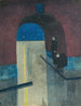 Un homme et une femme s'abritant sous une voûte des Drie Gapers Ostende - Léon Spilliaert — näkymä teoksesta