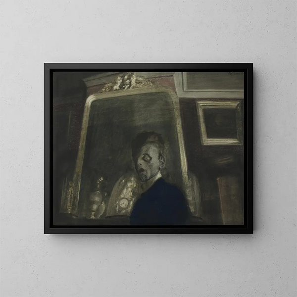 Autoportrait avec miroir - Léon Spilliaert — kehystetty taideteos seinällä