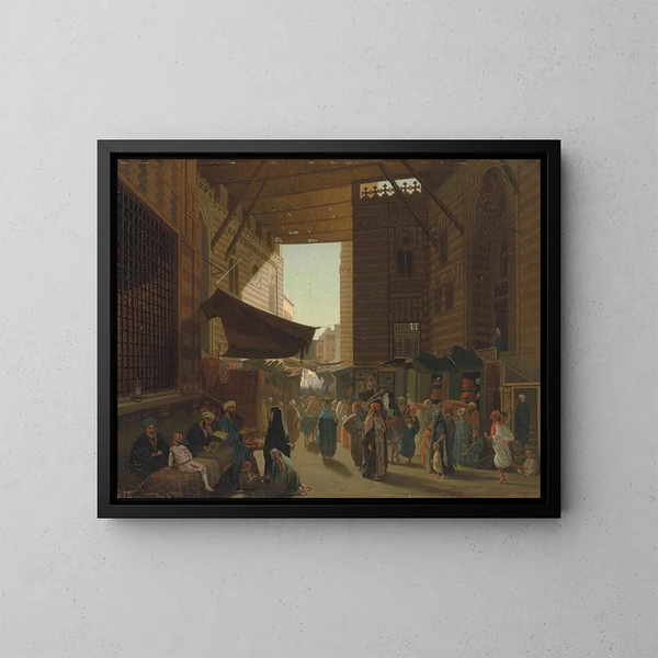 Cairo bazaar - Louis-Émile Pinel de Grandchamp — kehystetty taideteos seinällä