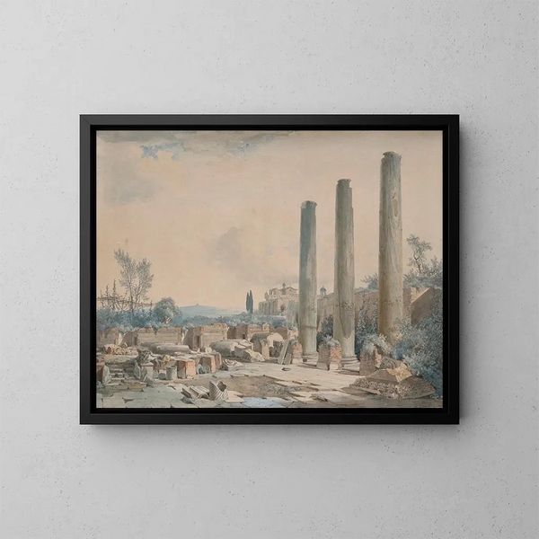 Les ruines du temple de Jupiter à Pouzzoles - Louis-François Cassas — kehystetty taideteos seinällä