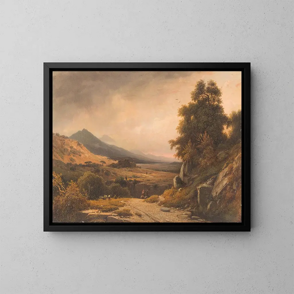 Italian landscape with decorative figures - Louis Auguste Lapito — kehystetty taideteos seinällä