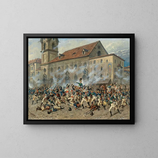 Louis Braun - Karl Freiherr von Ditfurth fighting the Tyroleans in front of the Hospital Church in Innsbruck.webp