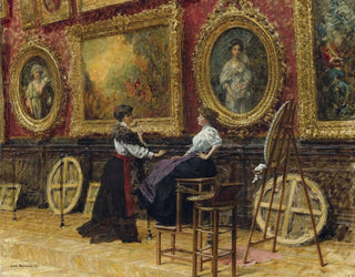 Les Copistes au Musée du Louvre - Louis Broud — näkymä teoksesta