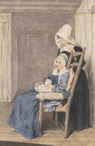 Louis Carrogis Carmontelle - Portrait Of Marie Louise Petit At The Age Of 105 With A Nurse Standing Behind.webp