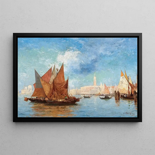 Louis Claude Mouchot - Venice Fishing Boats in the Bacino di San Marco.webp