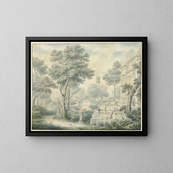 maisemasta arkadian maisemassa hauta - Louis Fabritius Dubourg — kehystetty taideteos seinällä