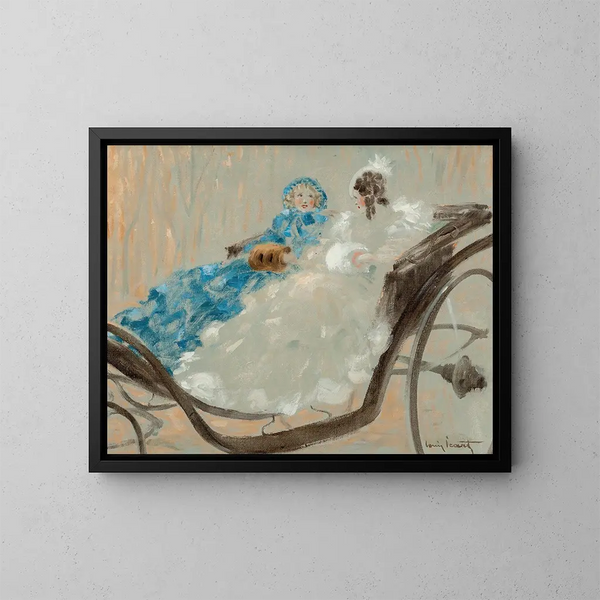 En calèche - Louis Icart — kehystetty taideteos seinällä