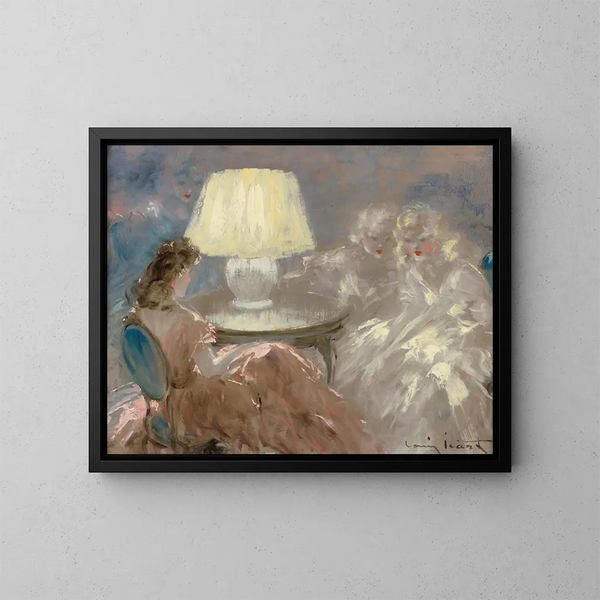 Sous la lampe - Louis Icart — kehystetty taideteos seinällä