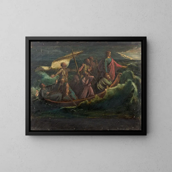 Jeesuksesta myrskyssä Galileanmeren yllä - Louis Janmot — kehystetty taideteos seinällä