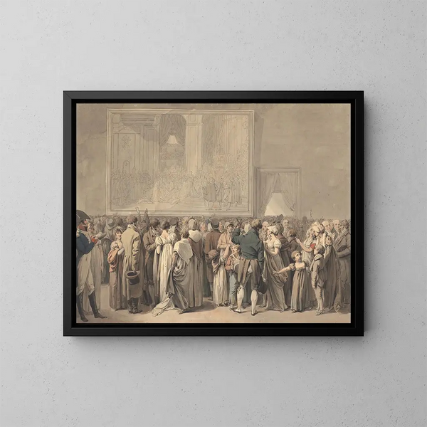 Le public dans le salon du Louvre admirant le tableau du Sacre - Louis Léopold Boilly — kehystetty taideteos seinällä