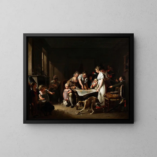 La lecture du bulletin de la Grande Armée - Louis Léopold Boilly — kehystetty taideteos seinällä