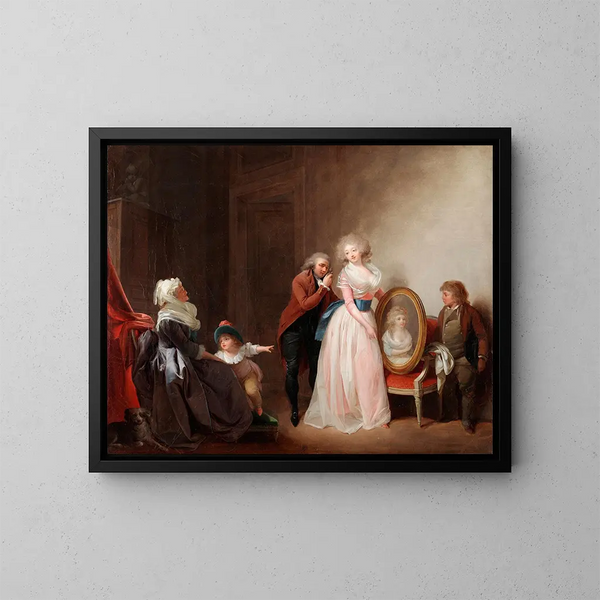 Nainen, joka esittää muotokuvansa - Louis Léopold Boilly — kehystetty taideteos seinällä