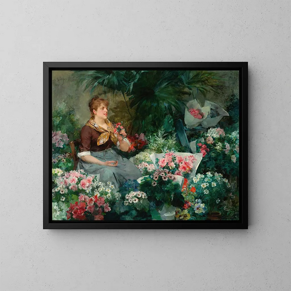Le Vendeur de fleurs - Louis Marie de Schryver — kehystetty taideteos seinällä