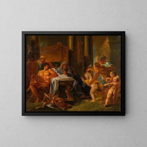 Hercule ja Theseus Pittheuksen kuninkaan palatsissa - Louis Masreliez — kehystetty taideteos seinällä