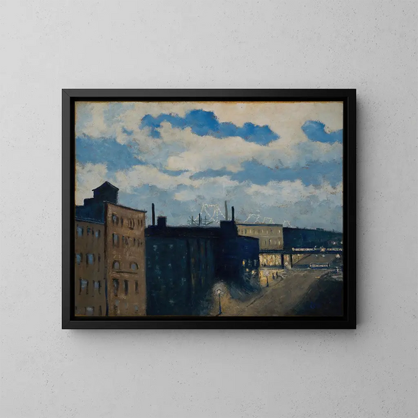 Rue de New York au crépuscule - Louis Michel Eilshemius — kehystetty taideteos seinällä