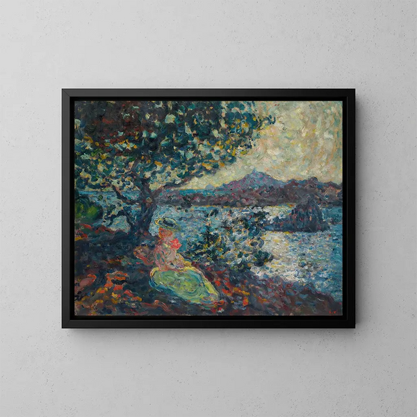 Nainen istuu meren rannalla - Louis Valtat — kehystetty taideteos seinällä