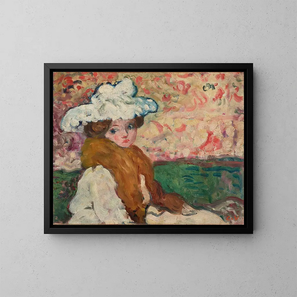 Nainen charlotin kanssa - Louis Valtat — kehystetty taideteos seinällä