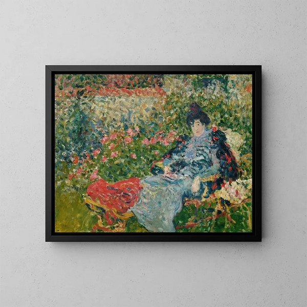 Gabrielle Valtat dans le jardin - Louis Valtat — kehystetty taideteos seinällä
