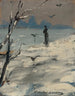Une Femme Élégante Que L'on Dit Être Sarah Bernhardt Lors D'une Promenade Hivernale - Louise Abbema | Reproduction — näkymä teoksesta
