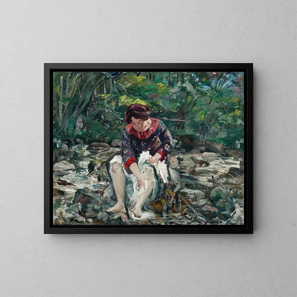 Tyttö joessa - Lovis Corinth — kehystetty taideteos seinällä