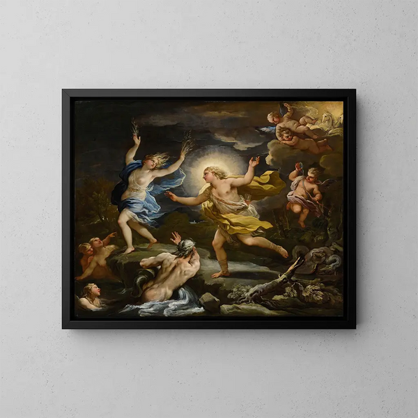 Apollon ja Dafné - Luca Giordano — kehystetty taideteos seinällä