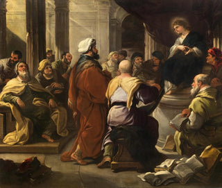 Kristus lääkäreiden joukossa - Luca Giordano — näkymä teoksesta