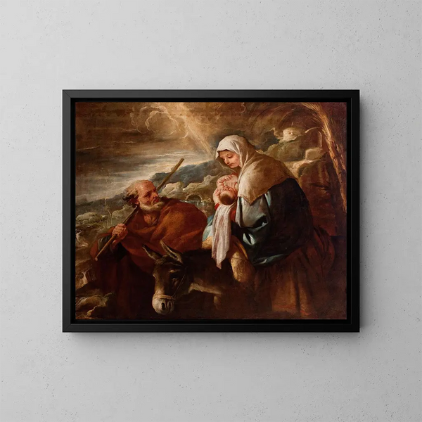 Fuite en Égypte - Luca Giordano — kehystetty taideteos seinällä
