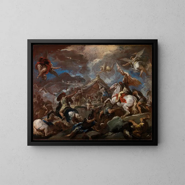 La découverte du corps d'Holoferne - Luca Giordano — kehystetty taideteos seinällä