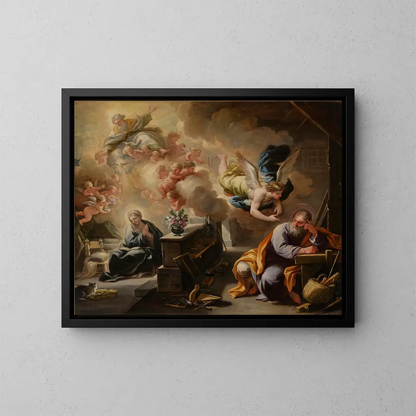Le rêve de saint Joseph - Luca Giordano — kehystetty taideteos seinällä