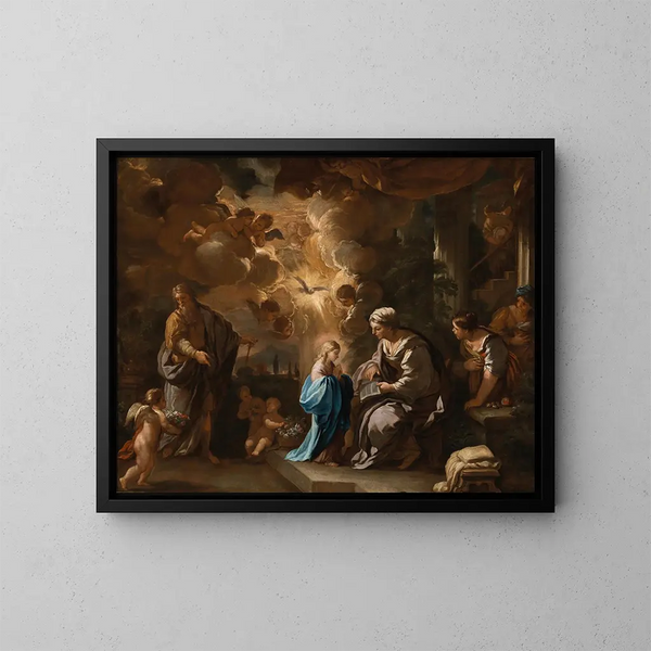 L Éducation de la Vierge - Luca Giordano — kehystetty taideteos seinällä