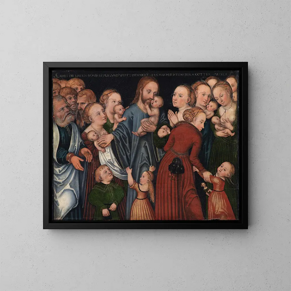 Kristus siunaamassa lapsia - Lucas Cranach vanha — kehystetty taideteos seinällä