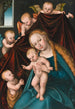 Madonna ja lapsi sekä nuori Johannes Kastaja ja enkelit - Lucas Cranach vanhempi — näkymä teoksesta
