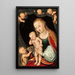 Madonna ja lapsi sekä nuori Johannes Kastaja - Lucas Cranach vanhempi — kehystetty taideteos seinällä